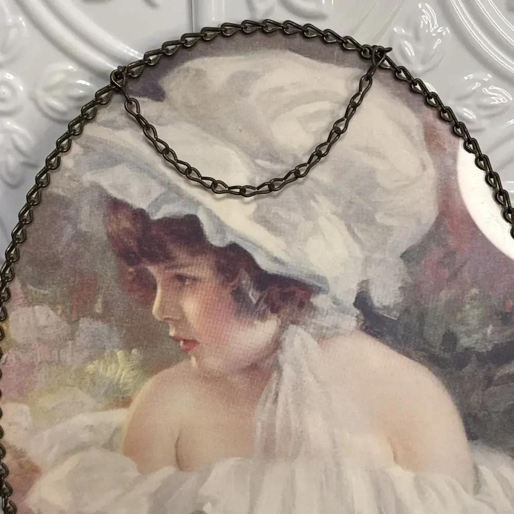 Vtg. “ Priscilla” Oval Filigree Frame Flue Cover